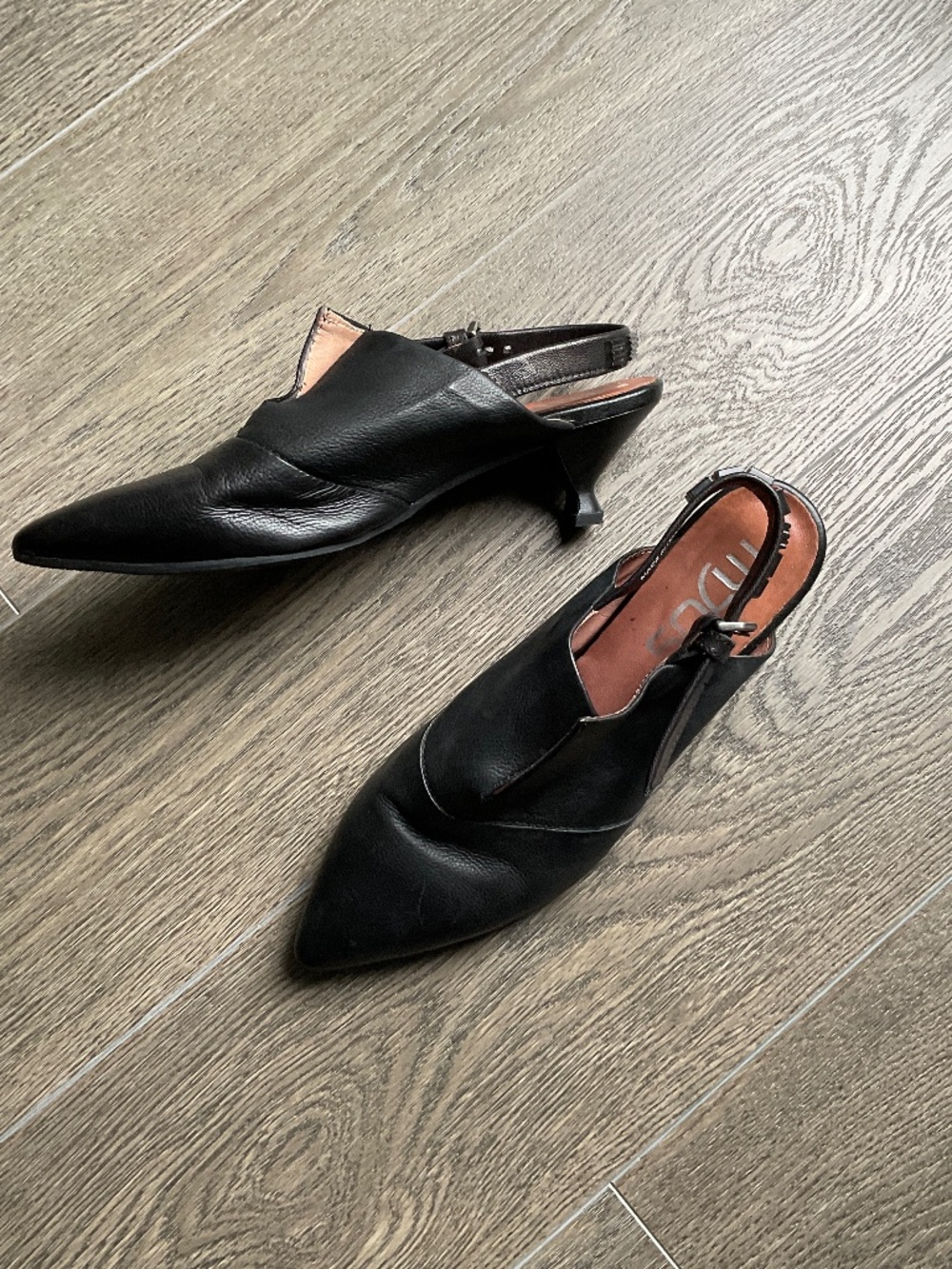 MJUS Leather Slingback Kitten Heels